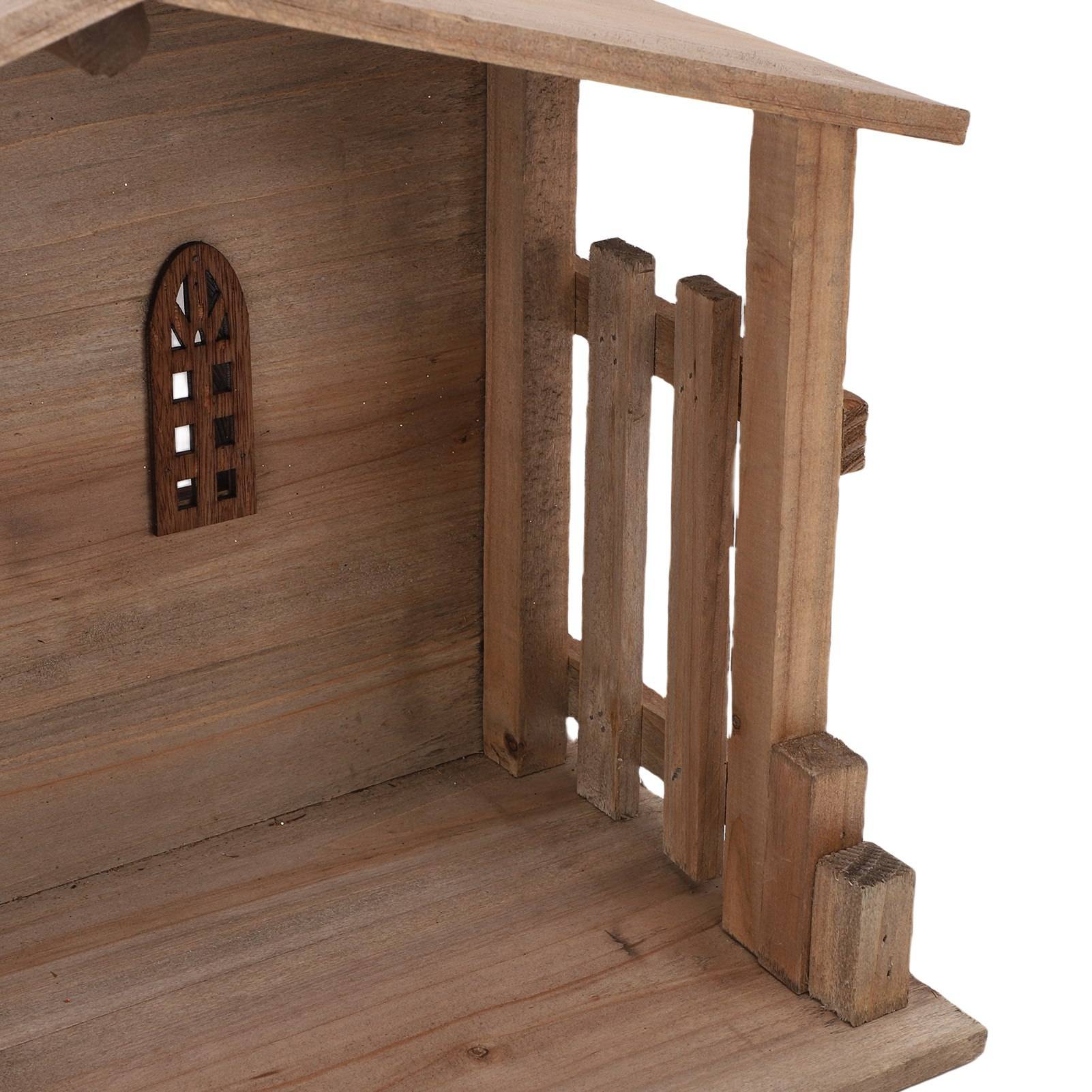 Wooden Christmas Stable Decor - Solid Wood Rustic Stackable House Ornament for Tabletop, Fireplace, Kitchen & Holiday DIY