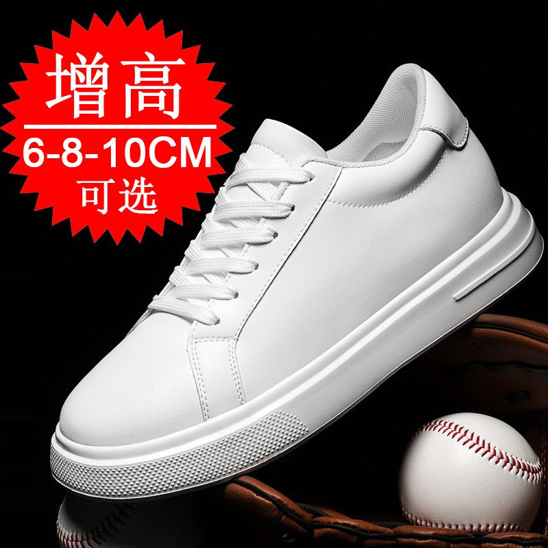 Heightening Casual Shoes Fashion PU Leather Elevator Shoes for Men 6cm 8cm 10cm Invisible Height Increase White Sneakers Cortex