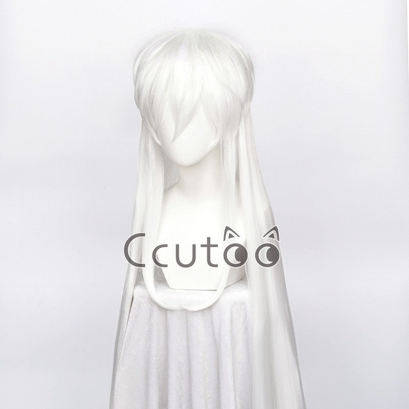 Sesshoumaru Cosplay Wigs 100cm Long White Styled Heat Resistant Synthetic Cosplay Costume Wig Hair + A Free Wig Cap