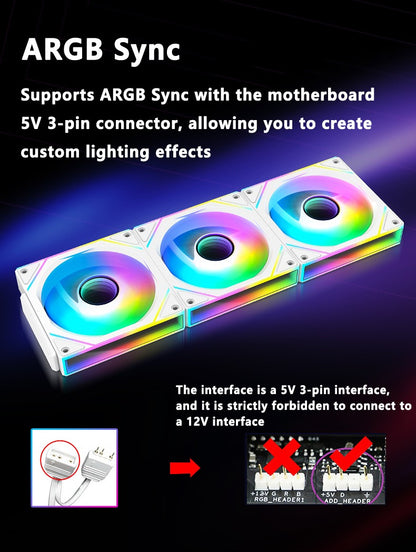 ICE Whale WX-2 Wire-Splicing PC Case Cooling Fan ARGB Mirror Cycle Light Effect 600-1800RPM PWM Water Cooling 360mm Cooler Fan