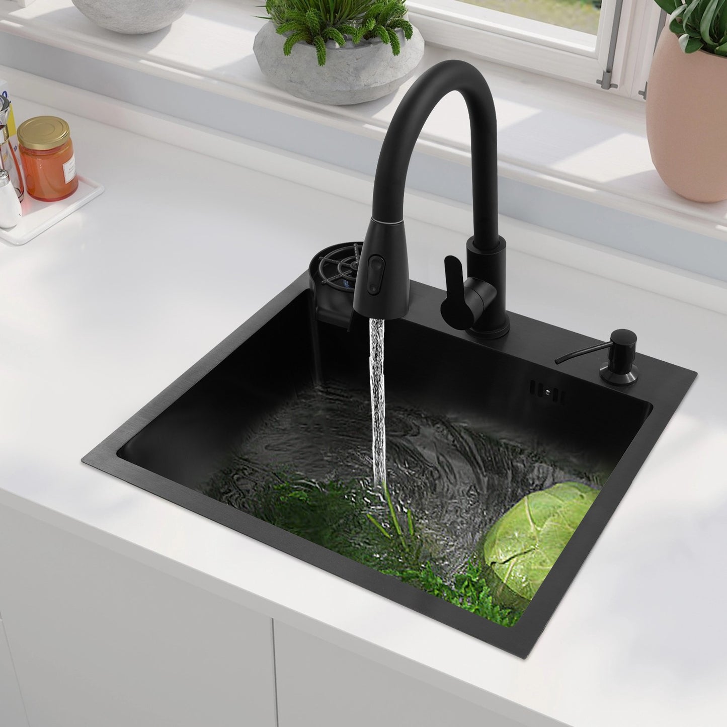 Kitchen Sink with Pull-Out Faucet and Soap Dispenser Multi-functional for Kitchens, Restaurants, Cafes, Bars, Hotels, etc