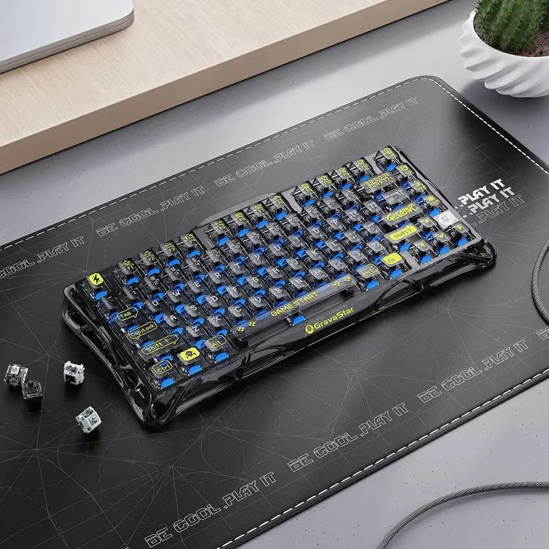Teclado Mecânico Gravastar K1 Sem Fio Bluetooth em Liga de Alumínio Tri-Modo RGB Acessórios de PC para Jogos E-sports