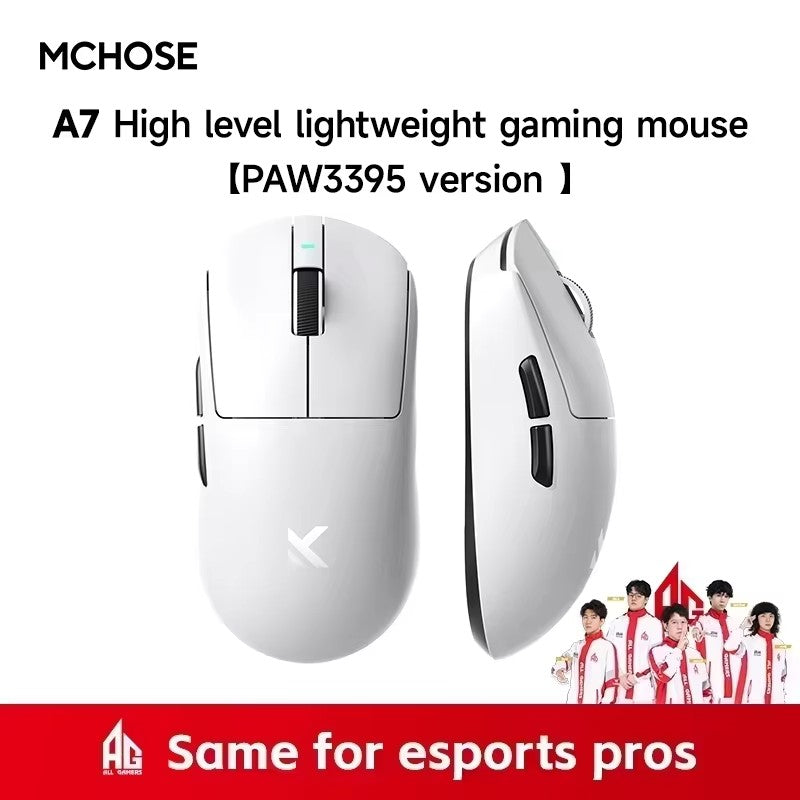 MCHOSE A7 Ultra Mouse Gamer Sem Fio Sensor de Alta Precisão Pixart3950 Design Leve Taxa de Polling de 8000Hz Chip Principal Realtek