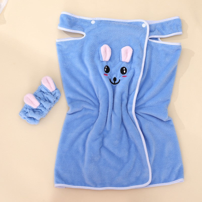 High-end Children's Suspender Skirt, Headband, Soft Towel Bathrobe, Absorbent, Wearable, Wrapable, Water-absorbent Quick-drying