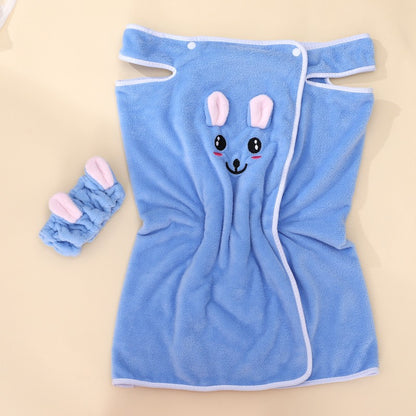High-end Children's Suspender Skirt, Headband, Soft Towel Bathrobe, Absorbent, Wearable, Wrapable, Water-absorbent Quick-drying