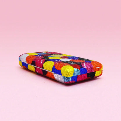 Designer Multicolored Diamond Evening Clutch Bags Women’s Rainbow Crystal Rhinestone Wedding Banquet Handbag Femal Party Purse