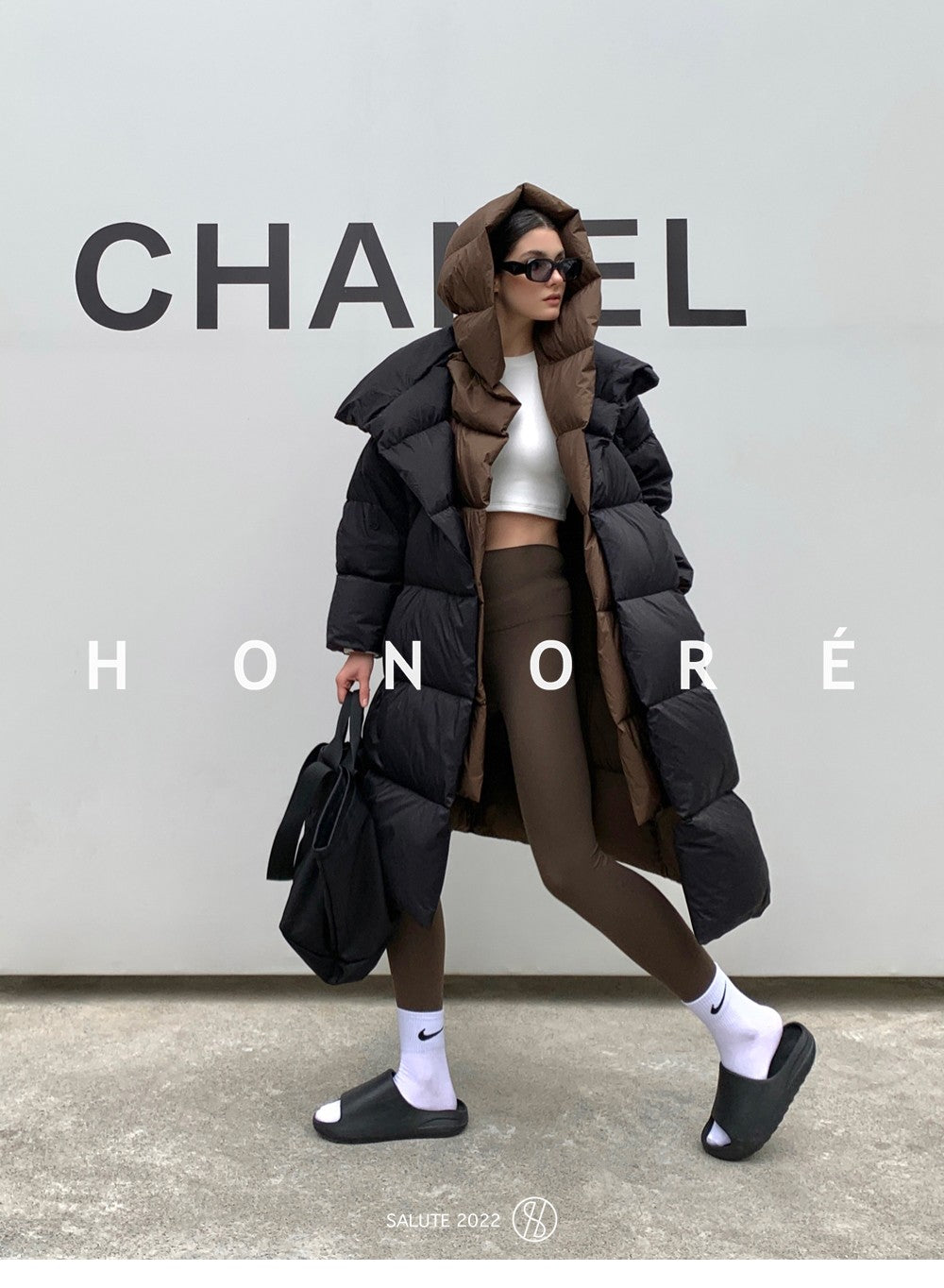 Janveny Fluffy White Duck Down Jacket Women Winter Thickness Warm Long Puffer Coat Hooded Female Fashion Fake Two-piece Parkas