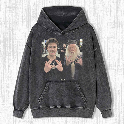 Moletom Harry & Dumbledore Harry Wash Shirt Gangster Wizard Harry Shirt Camiseta Manga Comprida Harry Presente Para Fãs de Harry Potter
