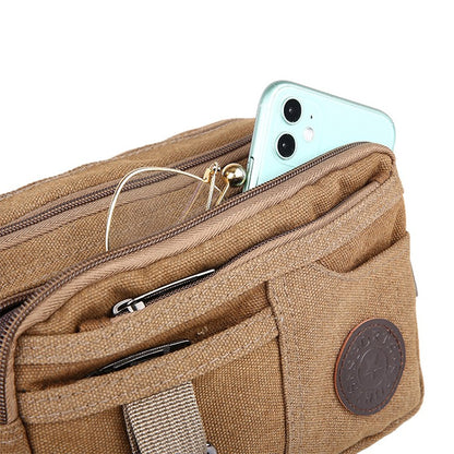 Men's waist bag, travel bag with adjustable shoulder straps, ideal for outdoor hiking and camping