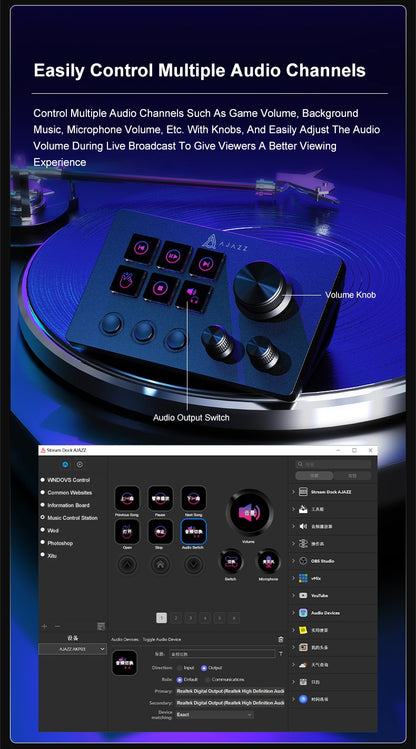Ajazz AKP03E Desktop Helper Desk Console Panel Controller Teclado Mini com Botões Programáveis para Diversos Cenários