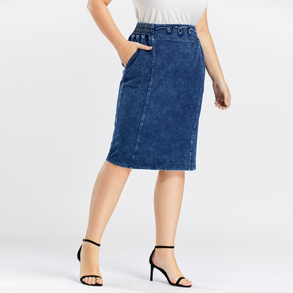 Women Plus Size Knitted Spring And Autumn Denim Fashion Skirt