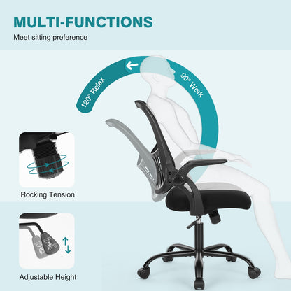 JHK Ergonomic Mesh Backrest Office Desk Chair Adjustable Height Computer Rolling Work Swivel Gaming Chairs With Wheels For Home