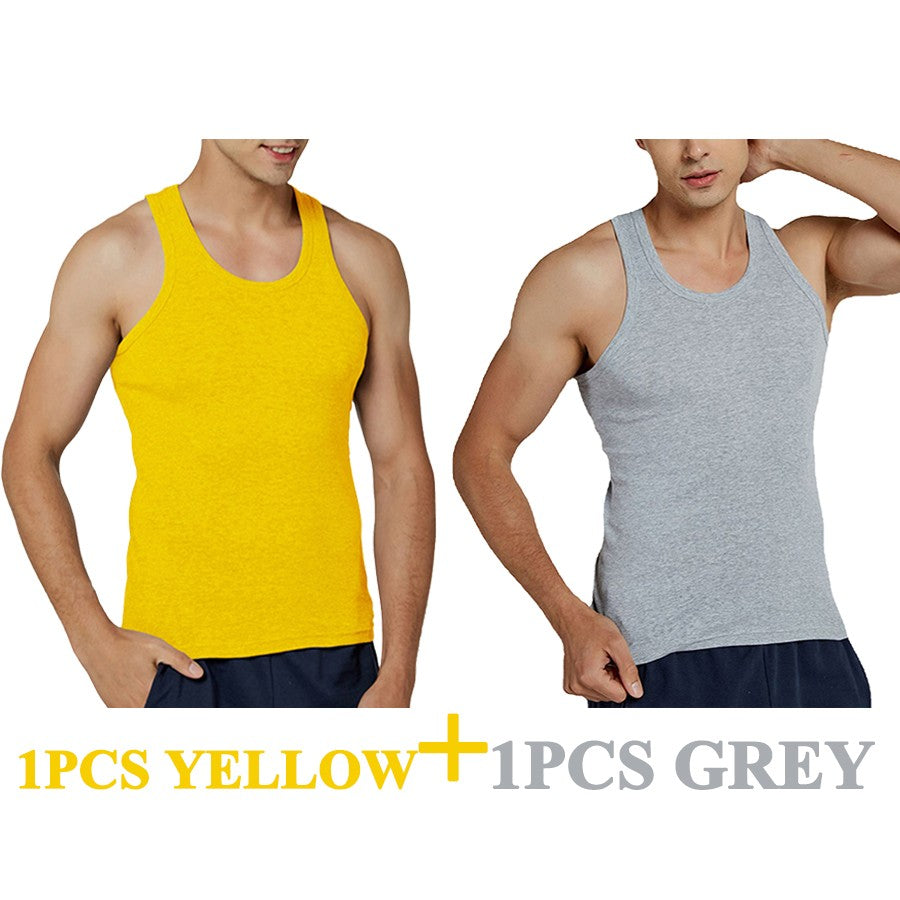 Tank Tops Men New 100% Cotton Solid Vest Mens Slim Casual Breathable Sleeveless