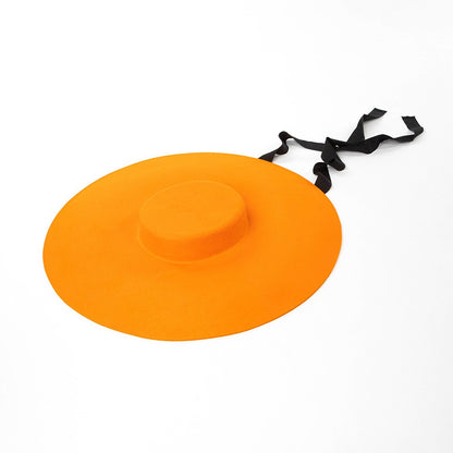 Chapéu de feltro de lã de 4cm de altura, aba grande de 15cm, chapéu fedora de copa rasa para homens e mulheres, chapéu de aba grande novo.