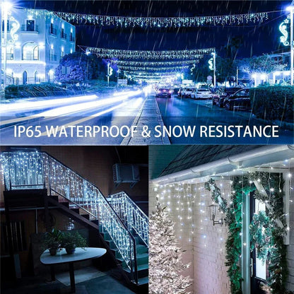 Solar Curtain Icicle Light 3.5M Eaves Decor Outdoor Fairy String Lights Wedding Party Christmas Stair Decor Garden Garlands