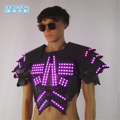 Men's Luminous Clothing Night Show Props Halloween LED Luminous Armor Stage COSPLAY Fluorescent Party Vest