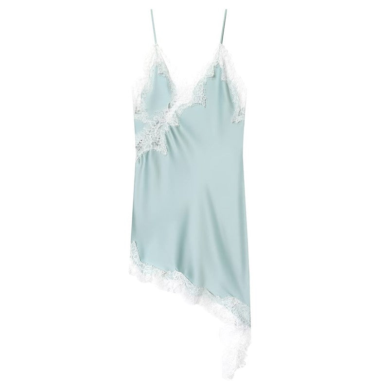 HXAO Female Lace Dress Sleeveless Slip Short Dresses Women Summer Asymmetric Elegant Night Dresses Backless Sexy Evening Dress