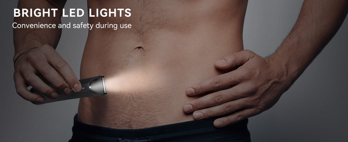 MAXGROOM Man Body Hair Trimmer IPX7 Waterproof Pubic&Groin Hair Groomer Electric Ball Shaver with LED Light Rechargeable Trimmer