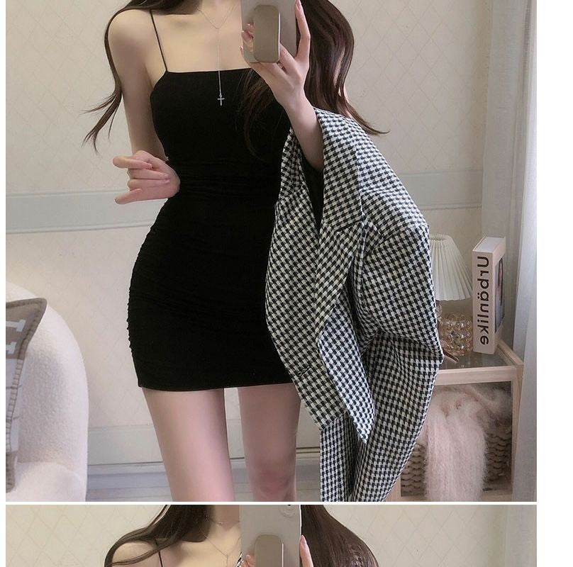 Elegant Solid Sling Sleeveless Type A Sheath Mini Short Dresses Summer New Sexy
