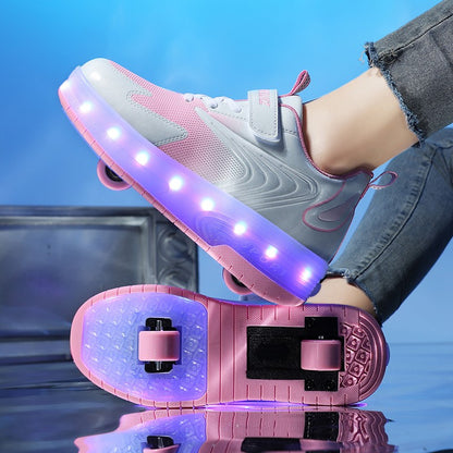 Kids Sneakers USB Recharge Light Up Skates Shoes Boys Girls Casual Skateboarding Shoe Roller Skate Outdoor Sports Shoes With LED