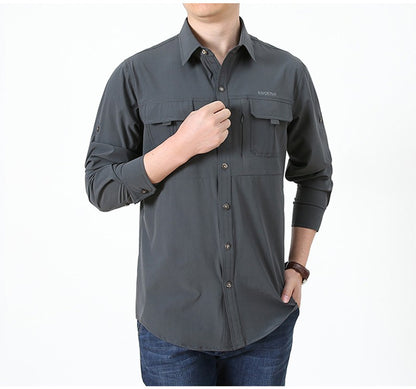 Summer Jacket Upf 50+ Sun Protection Fishing Shirts Men's Quick Dry Long Sleeve Shirts Mesh Breathable Hiking Work Cargo Shirts