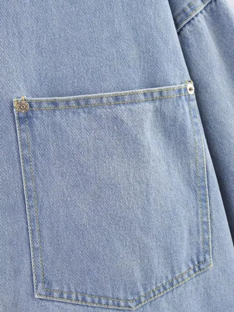 Summer New Style Simple Retro Loose Casual Denim Shirt Jacket Women's Button up Shirt Full Sleeve Regular Fit Blend Fabric