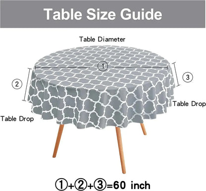 Kitinjoy Waterproof Tablecloth Moroccan Heat-Resistant Table Cloth 60inch Round PVC Wedding Kitchen Dining Desk Table Cover Coat
