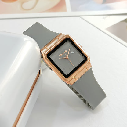 Manufacturer's in stock foreign trade new leisure sports scale calendar square silicone strap quartz women's watch watch watch