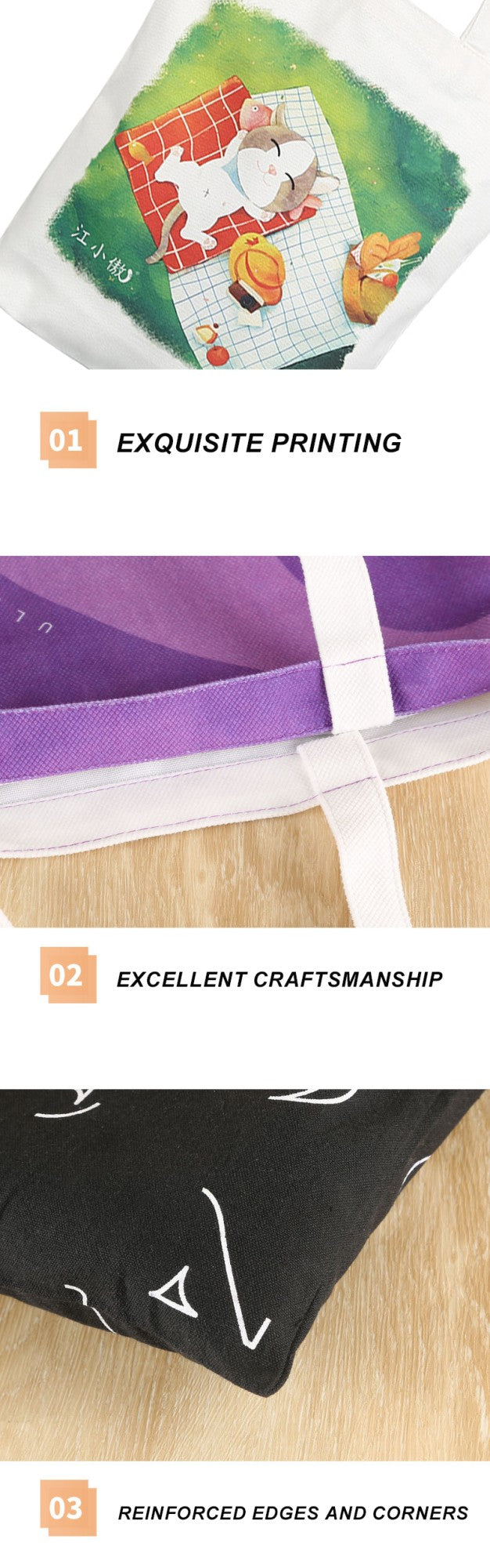 Wholesale Custom 50pcs/Lot Reusable Cotton Grocery Shopping Bags Printed logo High capacity Canvas Tote Bag