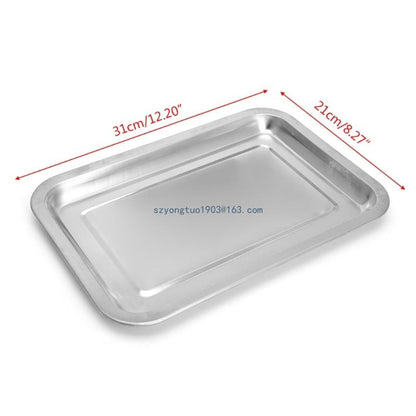 Stainless Steel Rectangular Plate Barbecue Grilled Fish Tray BBQ Container