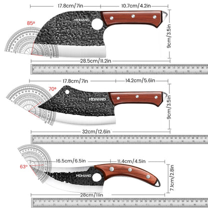 MDHAND Conjunto de 3 Facas para Desossar Extra Afiadas para Carne e Peixe Forjadas à Mão, Precisão de Aparar, Aço Inoxidável, Faca Doméstica para Fatiar