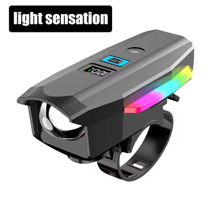 BUCKLOS Bike Light Solar Power Bicycle Front Light Highlight LED with Colorful Side Lamp Cycling Lights Bicycle Accessories