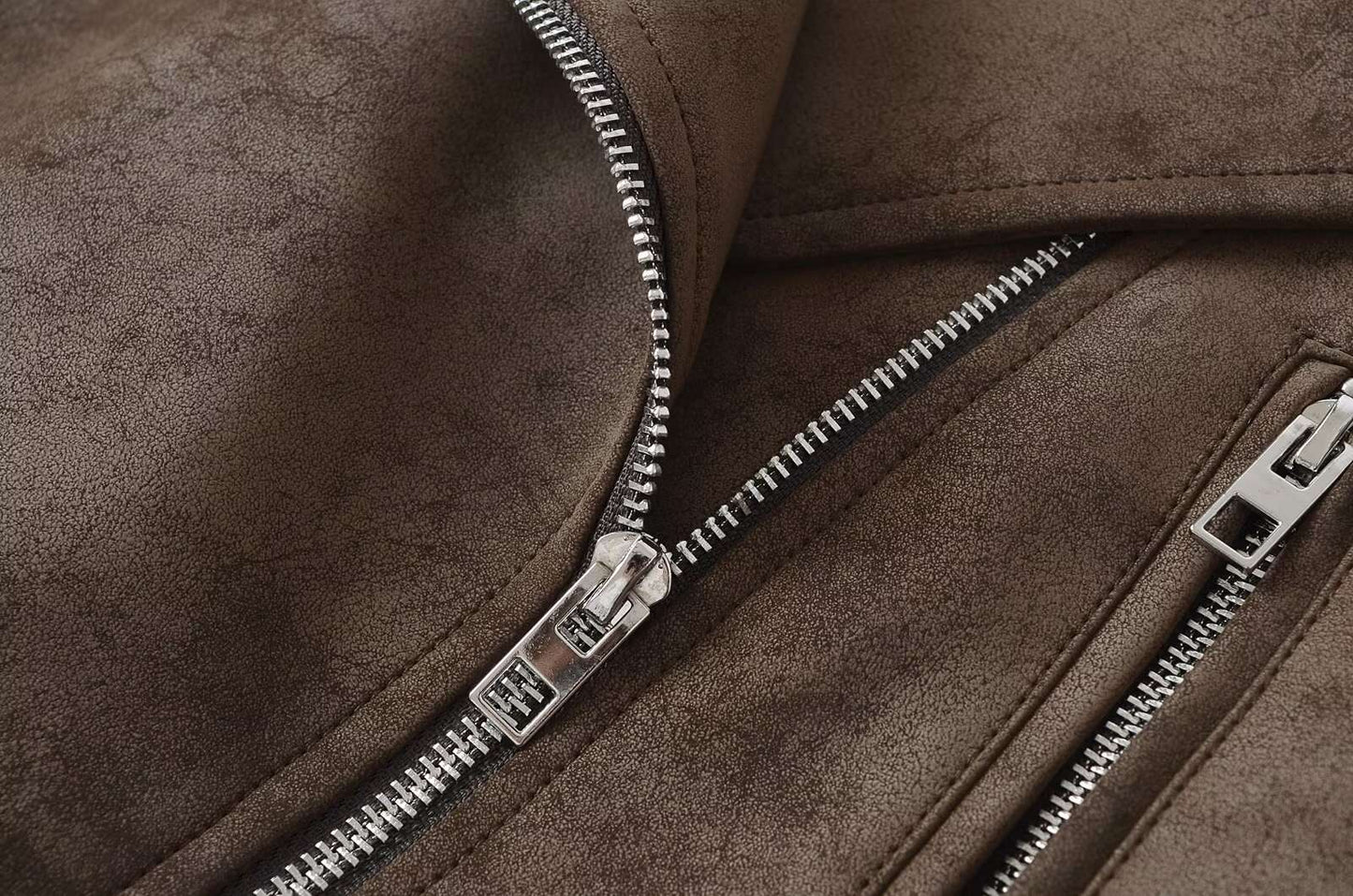 European style new women's fashion versatile temperament retro design velvet PU motorcycle jacket short coat