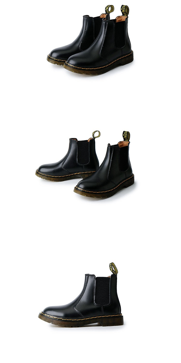 New Unisex Autumn Breathable Leather Ankle Boots Smooth Leather Platform Chelsea Boot for Women Men Platform Boots