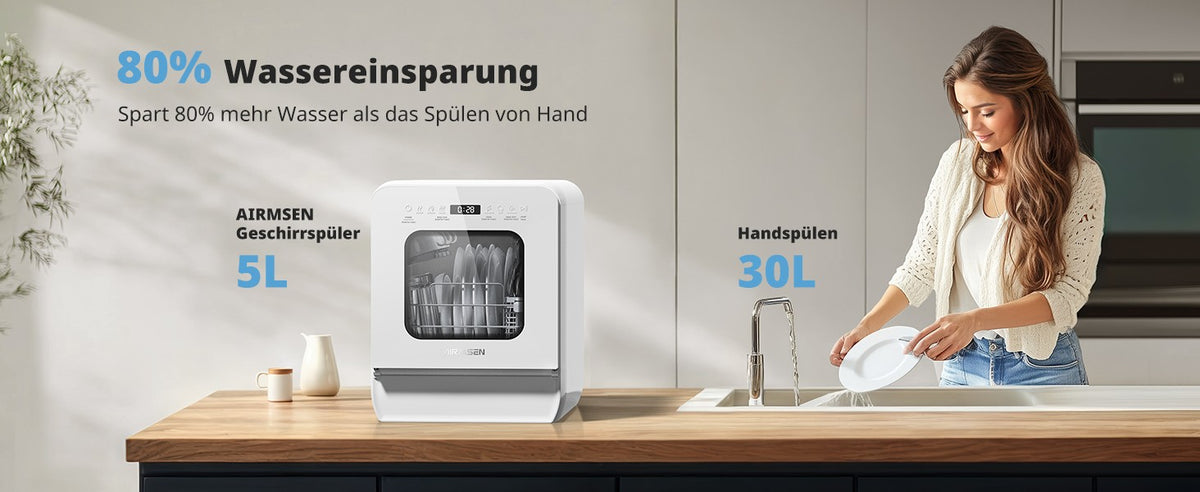 Smart Countertop Dishwasher, Touch Screen Compact Dishwasher, Quick Wash Portable Electric Dishwasher for Home Kitchen