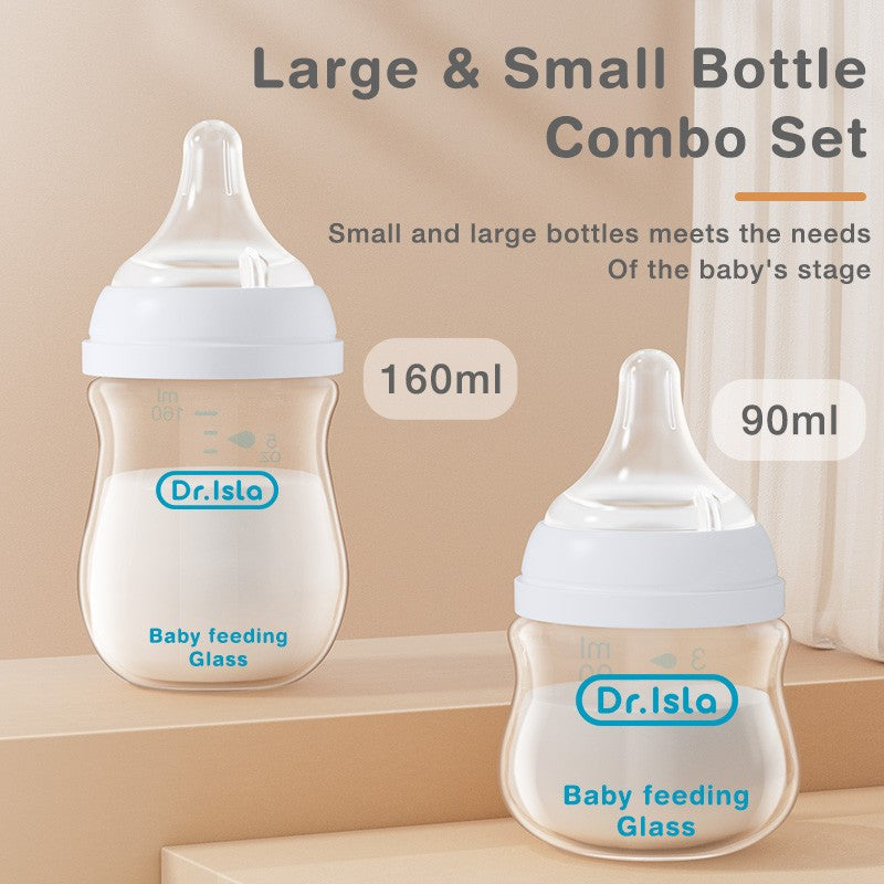 Newborn Glass Bottles 90/160ML Anti-Choke Baby Bottle Anti-flatulence Milk Feeding Bottles Infant BPA Free For 0-6Month