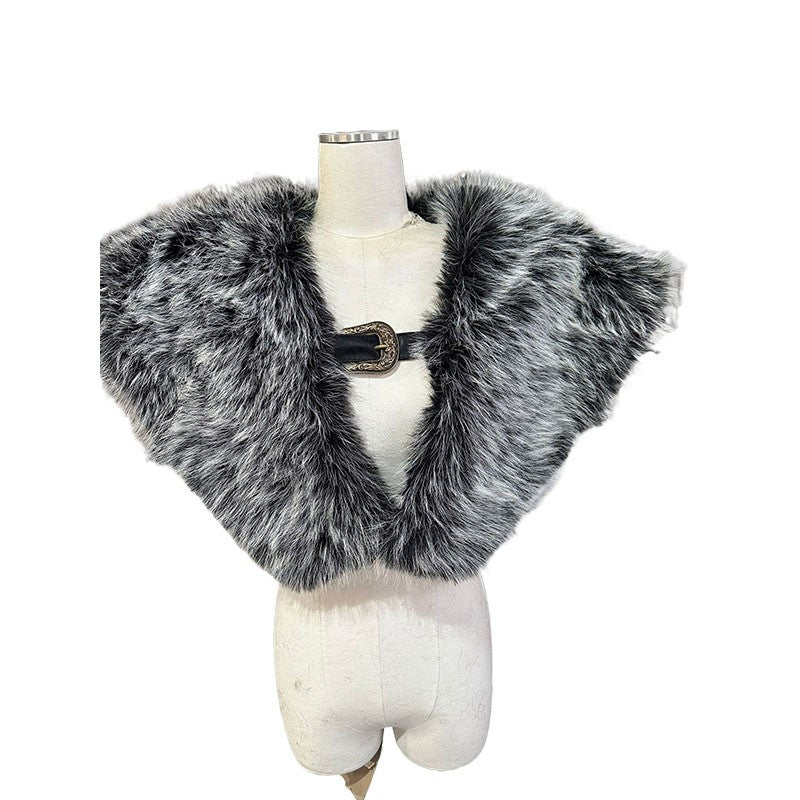 Fur Collar Winter Clothing King Warrior Cloak Viking Fur Shawl Medieval Warrior Artificial Fur Cloak Halloween Cosplay Costume