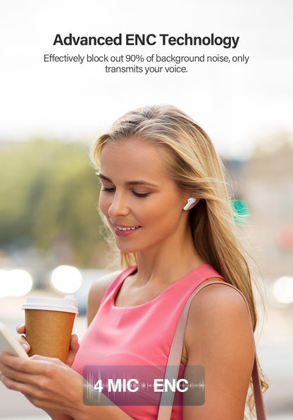 QCY T13 Wireless Smart Headphone BT5.1 TWS Earphone 4 Mic ENC HD Call Headset Touch Control Earbuds Long Standby 40H