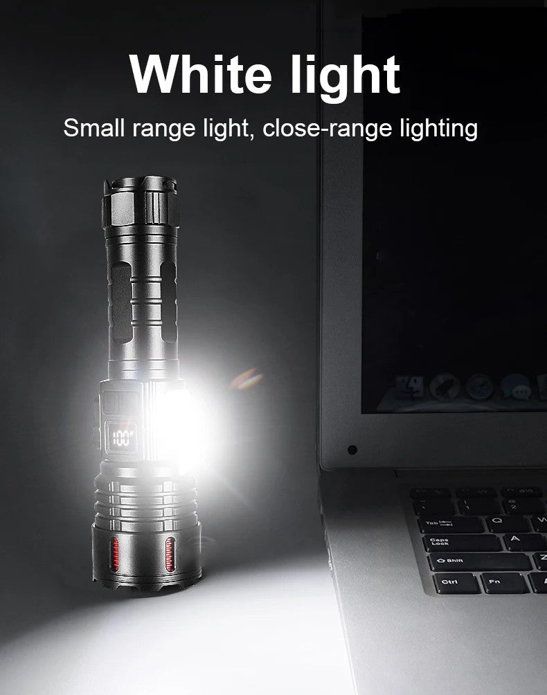 Super Bright Flashlight 10000000LM Torch High Power LED Flashlights Zoomable Lantern Rechargeable Lamp Magnet Tactical Lantern