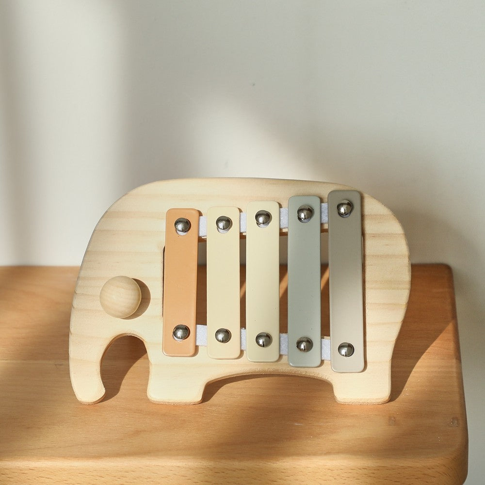 1pc Baby Wooden Rattle Wooden Elephant Xylophone Baby 0 3 Years Toys Make Sound Toys Music Rattle Wooden Kids Instruments Toys