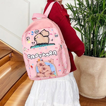 Creative Cute Capybara Backpack Large Capacity Cartoon Animal Lightweight Multi Functional Schoolbag  Kids Boys Girls Rucksack