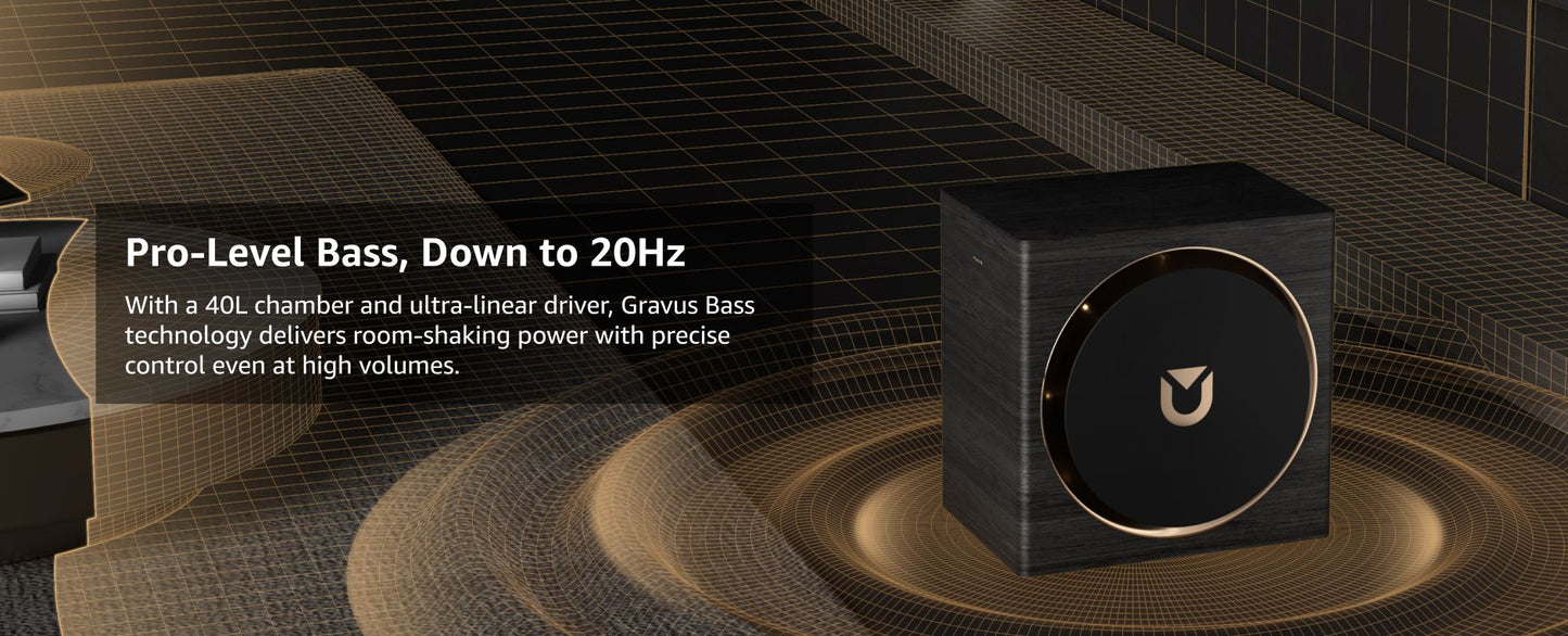 Sistema de Som Surround 7.1.4 ULTIMEA Barra de Som para TV com Dolby Atmos e Controle por APP, Alto-falante Bluetooth Doméstico com Subwoofer Sem Fio de 10"
