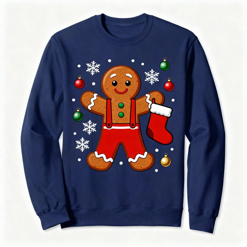 2026 New Gingerbread Man Graphic Ugly Christmas Sweater Fashion Long Sleeve 3D Printed Xmas Sweatshirts Casual Holiday Pullovers