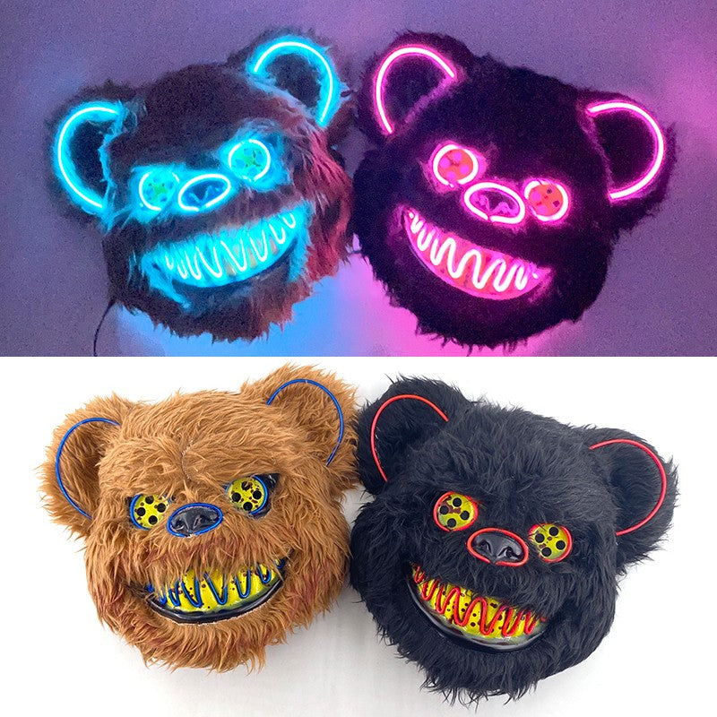 Hot Bloody Rabbit Bear Luminous LED Mask Halloween Horror Bunny Mask Carnival Party Props Cosplay Dress Up Headgear