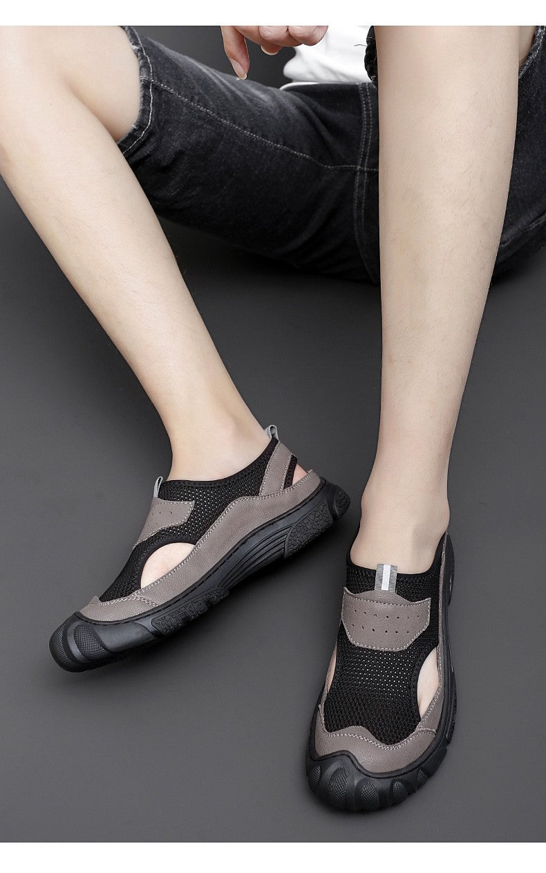 Outdoor Trendy Sandals Summer Mesh Hollow Casual Outerwear Shoes Men's Breathable Sports Shoes Beach Sandals New