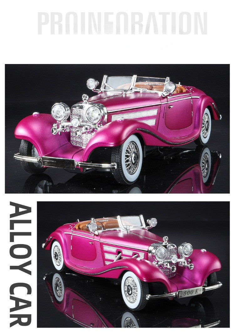 Simulação 1/24 Escala Benz 500K 1936 Clássico Modelo Carro Vintage Com Caixa de Exibição Presente de Aniversário Menino Coleção Miniatura Carro