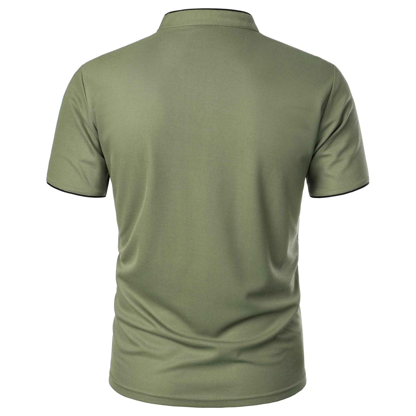 Men's short-sleeved stand-up collar top casual fashion daily solid color short-sleeved stand-up collar T-shirt casual top