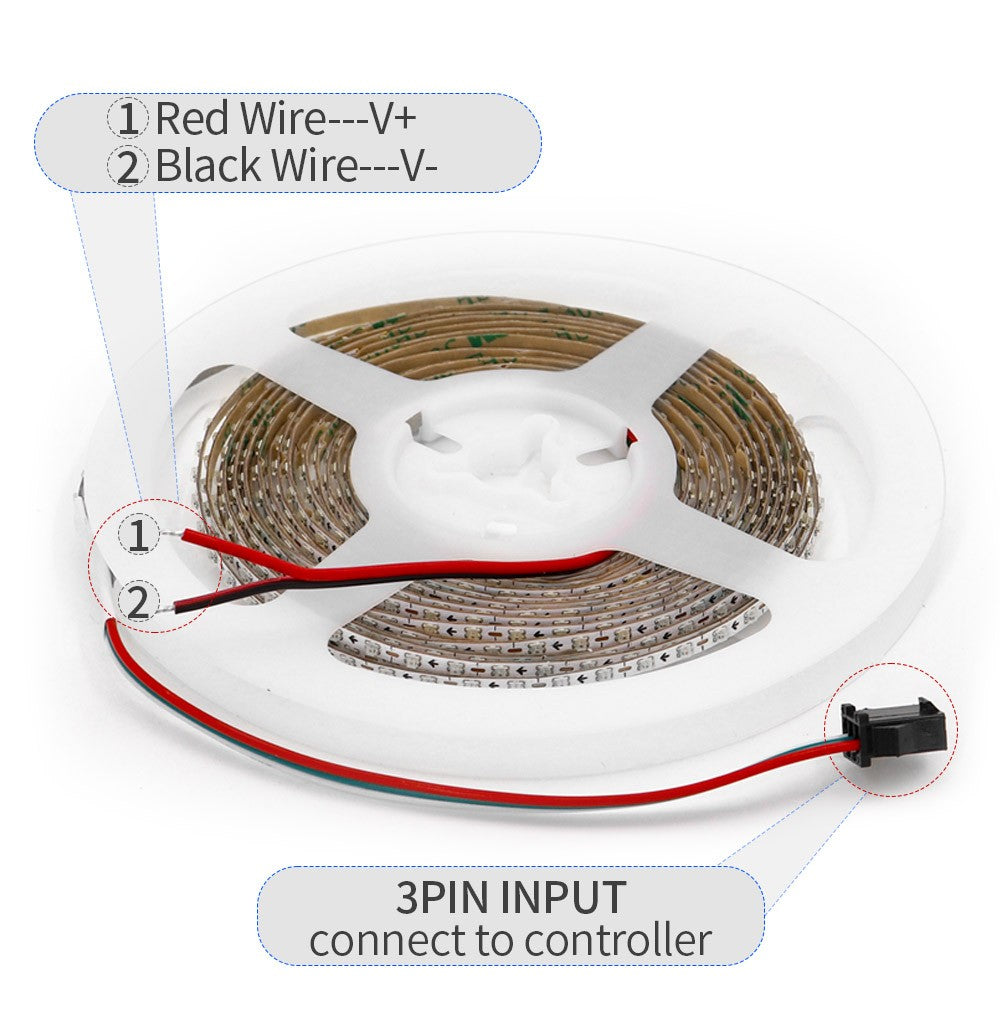 2.7mm WS2812B LED Strip Ultra Narrow 160Leds/M Individually Addressable RGBIC Light Strip Dreamcolor DC5V/12V