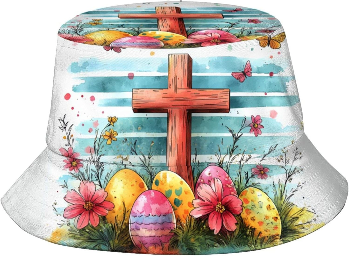 Easter Eggs 4 Bucket Hat for Women Men Summer Travel Beach Sun Cap Easter Hat Outdoor Fisherman Hat Unisex