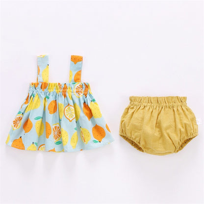 Summer Newborn Baby Clothes For Girls Boys Set Print Thin Mini Dress And PP Shorts 2Pcs Set Infant Baby Clothing Outfit 6-24M